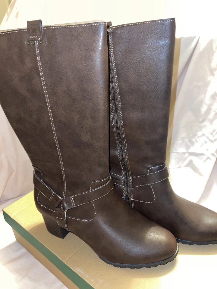 Nuevas BOTAS JBU Jambu Marrón Cuero Alto Cremallera Resistente al Agua Para Mujer Talla 12 M Foto 4 de 4