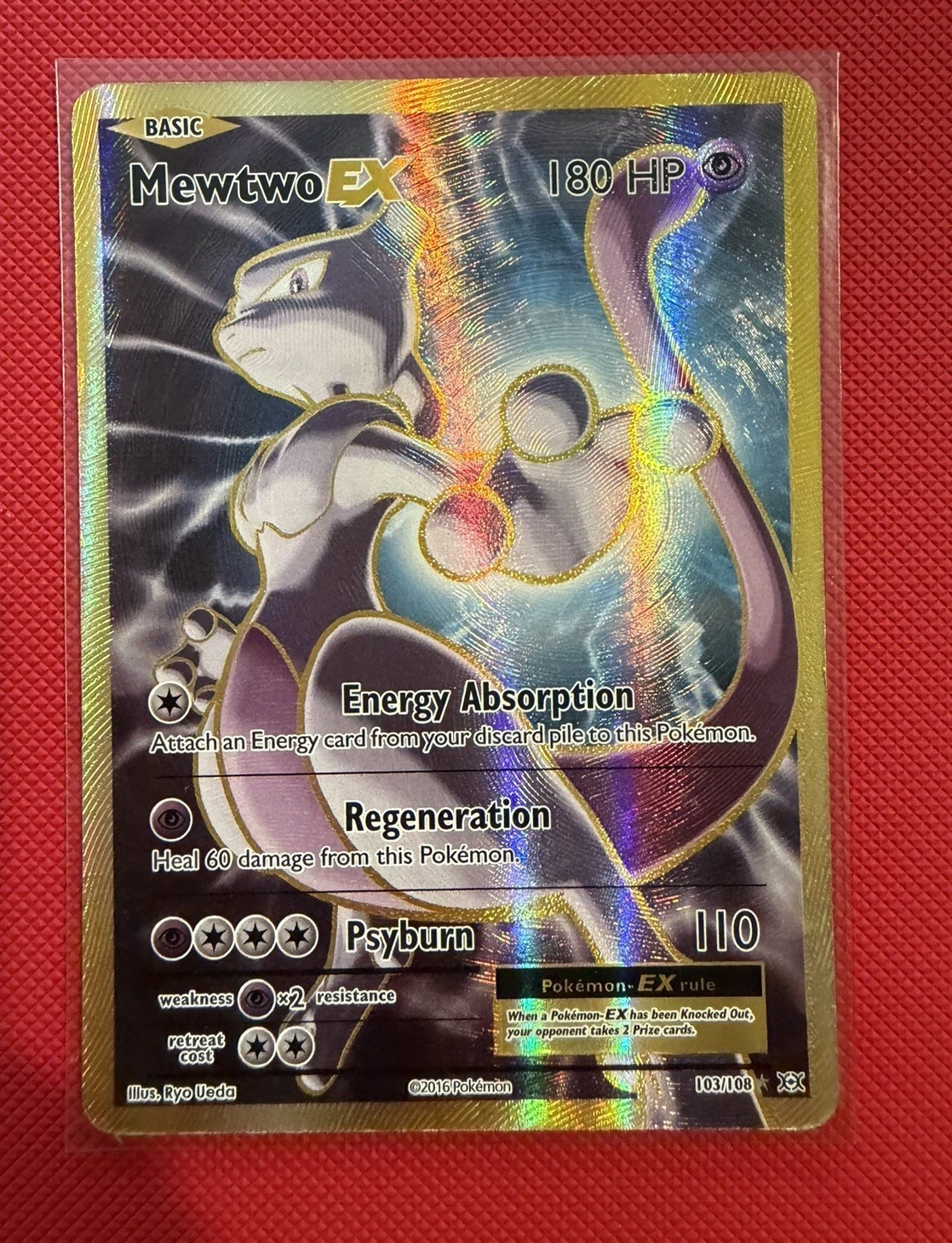 Pokémon TCG Mewtwo EX 103/108 Ultra Rare Holo Card XY Evolutions Gold 2016 MP