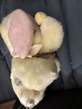 Vtg Eden Plush Elephant Yellow Pink Ears Does Work G1