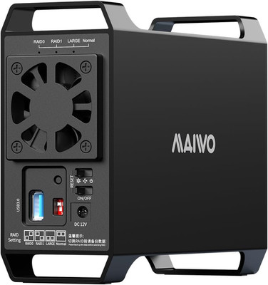Dual Bay Raid Enclosure for 3.5'' SATA HDD,2 Bay Hard Drive Enclosure with Coolin