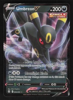 English NM Umbreon V 094/203 SWSH07 Holofoil Pokemon SWSH07: Evolving Skies