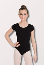 NWT Capezio Child Short Sleeve Leotard in Black CC400C 