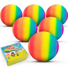 6 Pcs Rainbow Playground Balls for , 5 Inch Small Kickball Dodgeballs, Mini T...