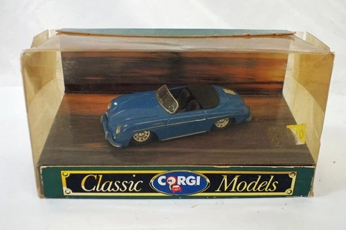 Vtg 1:43 Corgi Porsche 356 Open Top Blue Speedster Rough Package Box Diecast
