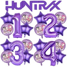 Kpop Demon Hunters Themed Birthday Decoration for Girl number balloon with stars