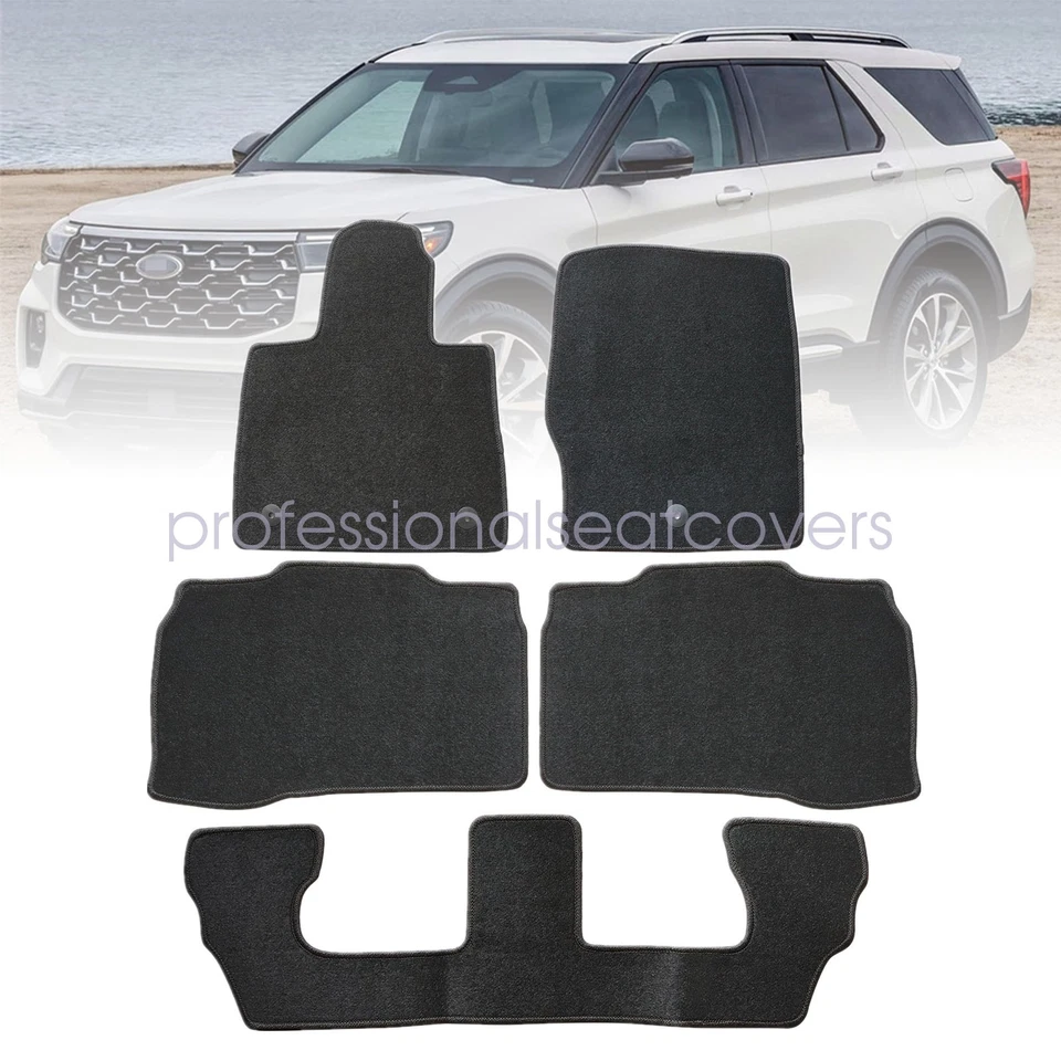 5PCS For 2020-2025 Ford Explorer Limited XLT Front & Rear Floor Mats Carpet - Image 2 of 4