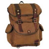 Rucksack Canvas Pt Braun Retro Vintage Outdoor Laptop Tasche Bag Ipad Echtleder