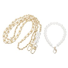 Purse Chain Strap, Replacement Strap with Phone Lanyard, 41 Inch, Gold  White