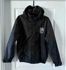 2003 Whole Foods Employee Coat Winter Thinsulate With Hood Black Fleece Lined L