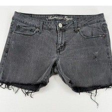 American Eagle Gray Distressed Cutoff Denim Shorts Skinny Size 8