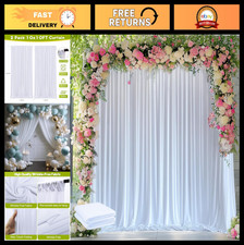 White Backdrop Curtains 10x10FT - 2 Pack Polyester Drapes for Weddings, Parties