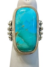 LARGE Southwestern 925 Sterling Silver Kingman Mojave Turquoise RING Size 6 NEW