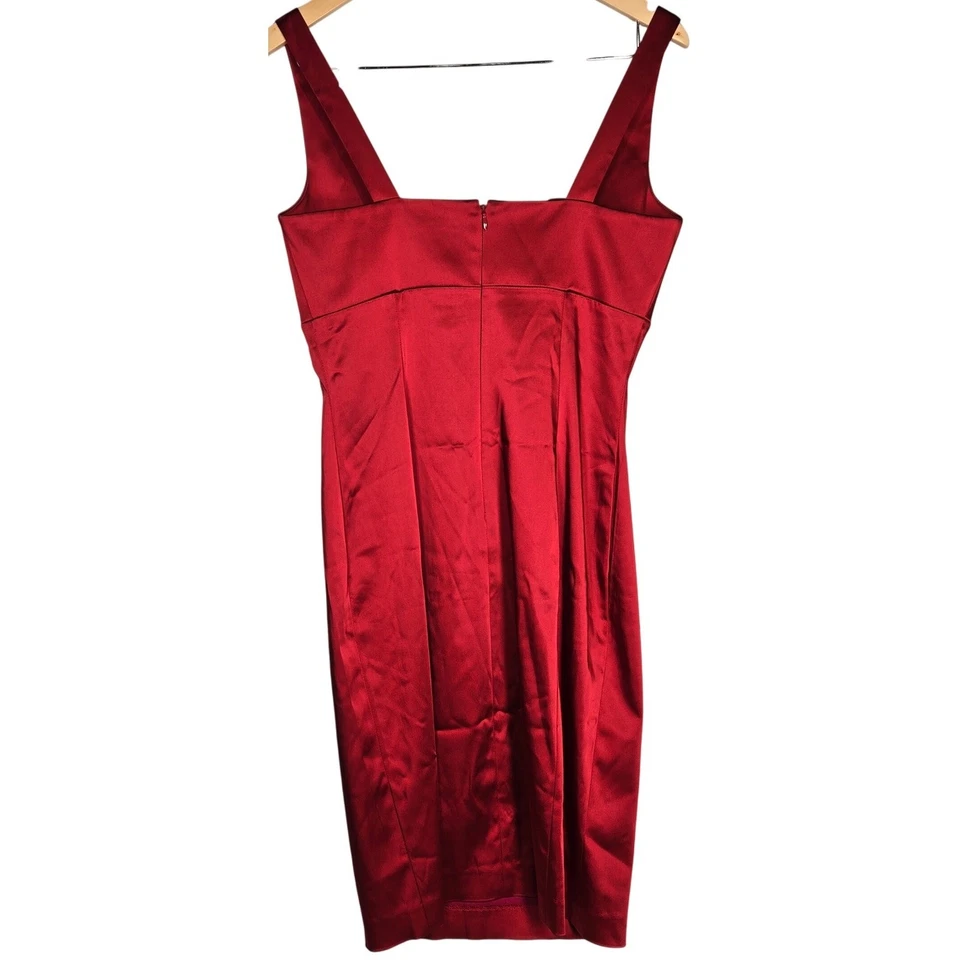 Vestido Calvin Klein Rojo Sin Mangas Plisado Ajustado Cóctel Fiesta Talla 6 Foto 2 de 4