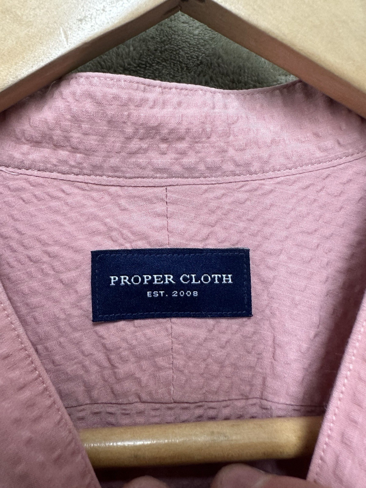 Proper Solid Pink krinkle Button Down Shirt Men’s… - image 7