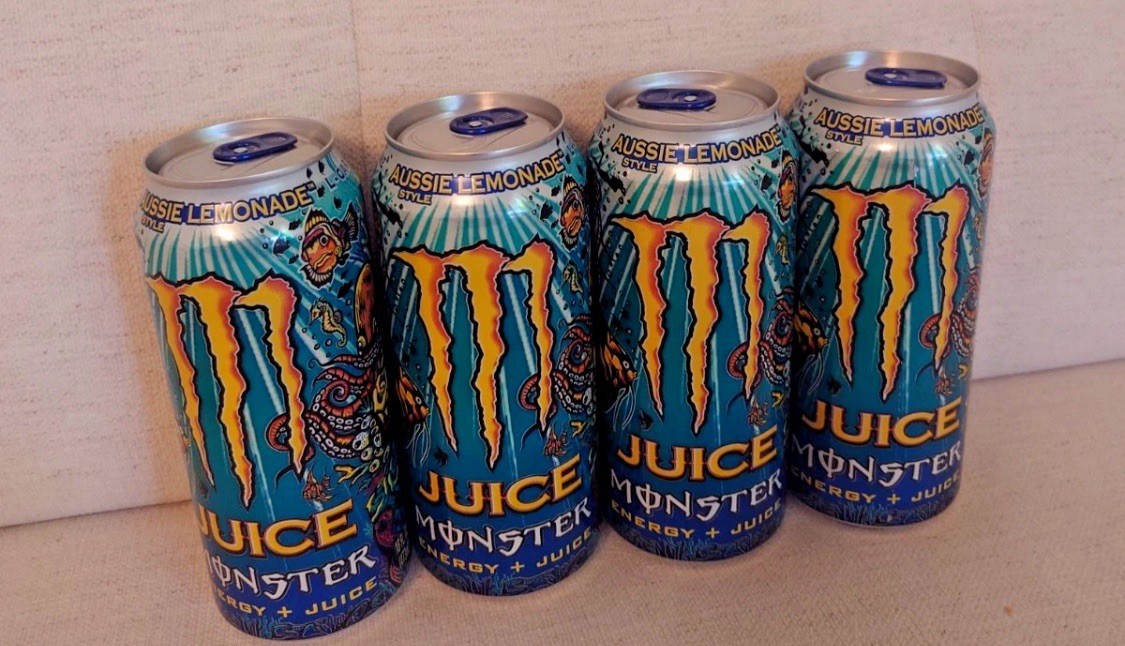 (4 pack) 2025 MONSTER ENERGY DRINK AUSSIE LEMONADE JUICE MON