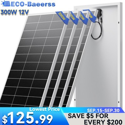 300W 600W 900W 1200W Mono Solar Panel N-Type Cell Power Charger Home Off-Grid 