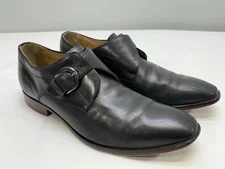 Johnston & Murphy McClain Black Sheepskin Monk Strap Dress Shoes 11.5M EUC