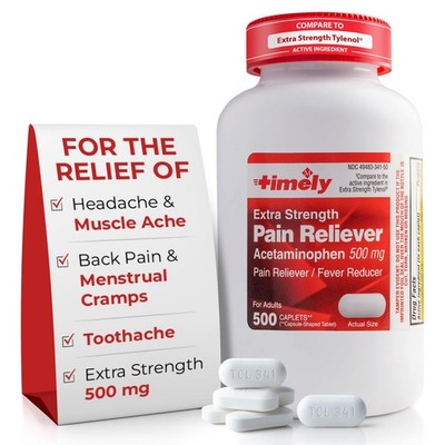 TIME-Cap Labs 500 Caplets Extra Strength Acetaminophen 500 Count (Pack of 1)