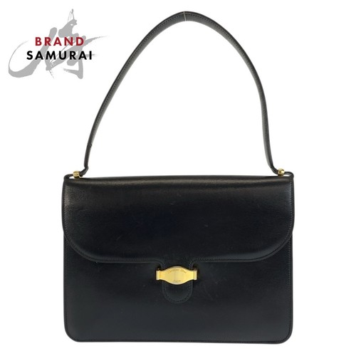 Christian Dior Vintage Black Gold Hardware Leather Shoulder Bag Ladies 601611