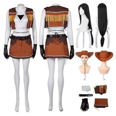 Final Fantasy VII Remake Tifa Lockhart Cosplay The Cowboy Suit Swimwear+Hat+Wigs - Image 1 of 4