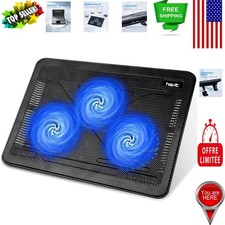 Portable Laptop Cooling Pad with Adjustable Height and 3 Whisper-Quiet Fans