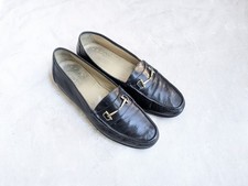 Vintage Gucci Horsebit Loafers Black Men 9.5 43 D Leather Dress Shoes Snafflebit