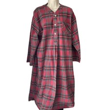 The Vermont Country Store Red Plaid Cotton Flannel Nightgown Womens Large