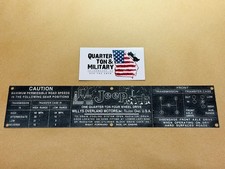 Dash Mounted Data Plate Willys Cj2a Cj3a Cj3b Jeep P88