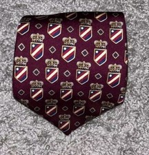 Tommy Hilfiger Italian Silk Made In USA Maroon With Crests Men  s Tie 4  Wide