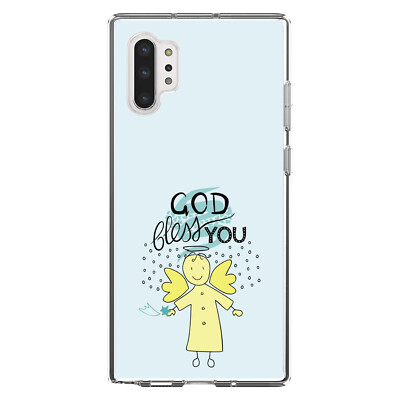Clear Case for Galaxy Note God Bless You  Angel Yellow Teal