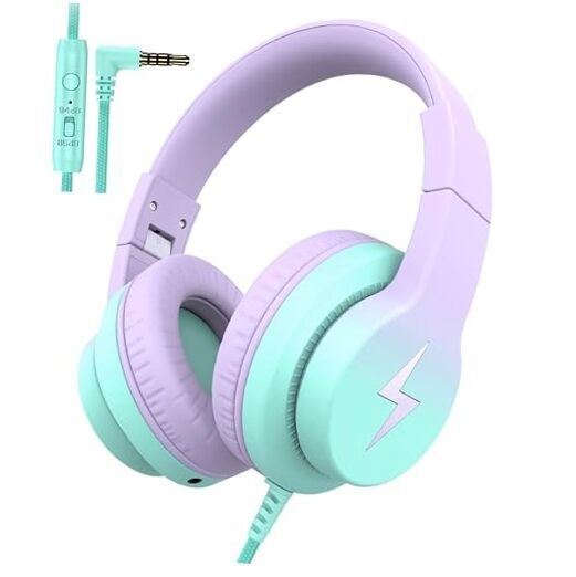 Kids Headphones, Wired Headphones for Kids Over Ear with Light Purple
