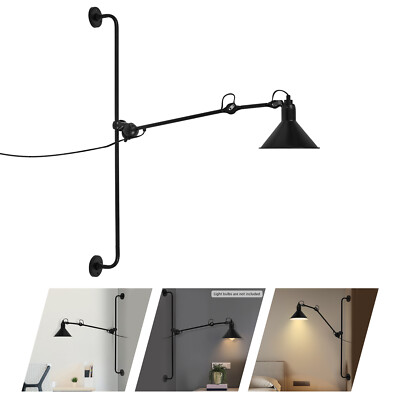 Bedside wall lamp black lampshade American plug without light source