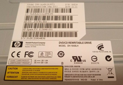 Graveur DVD PC BUREAU SATA HP NOIR DH-16ABLH / 575781-501 / 615646-001 - Photo 4/4