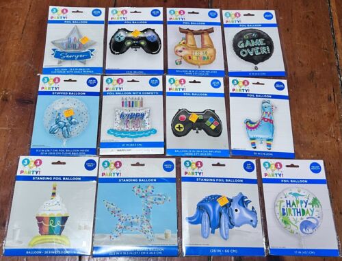Assorted Lot of Foil Balloons (Boys, Birthday, Special Occasion)- 12 Balloon Lot