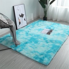 Sky Blue Tie-Dye Plush Rug Baby Kid Bedroom Beside Decor Cute Unisex Mat 40 60cm