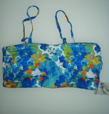  SCHÖNE BANDEAU BIKINI OBERTEIL  IN BUNT+2 TRANSPARENTE TRÄGER GR.38/40 NEU 