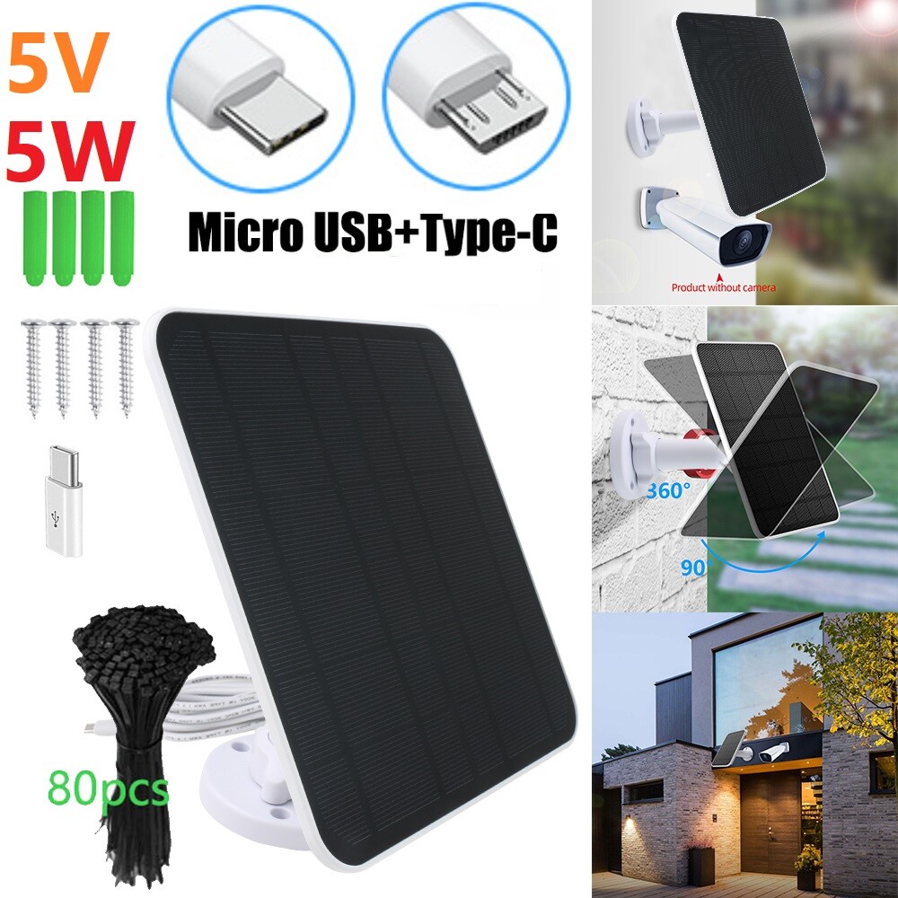 5W 5V Solar Panel Camera Fast Charger for Ring Spotlight Cam Plus/Spotlight Pro
