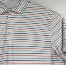 Hickey Freeman Golf White Stripe Short Sleeve Polo Shirt Men's Size XL
