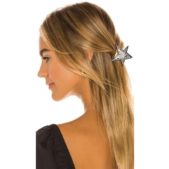 NWT Valet Star Crystal Embellished Hair Clip Set in Black One Size
