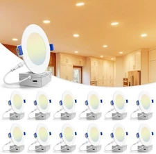 12 Pack 4 Inch 6 Inch 5CCT Ultra-Thin LED Recessed Ceiling Light Junction Box