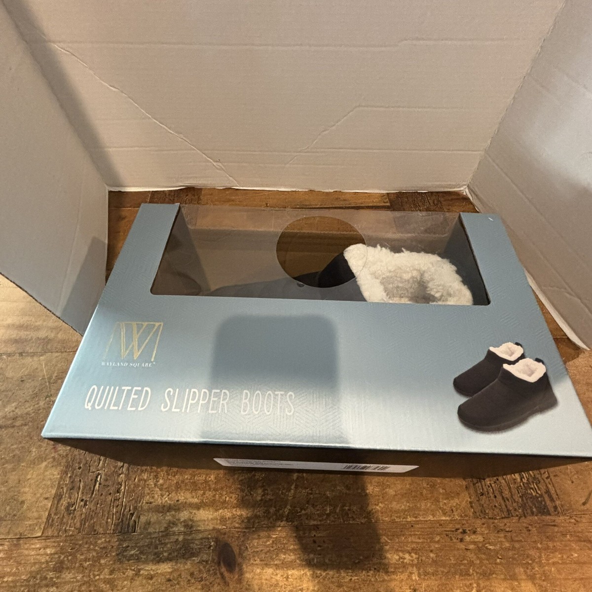 Black Wayland Square Men’s Memory Foam Slipper Boots Size L 9-10 Set New