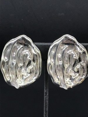 Vintage 925 Sterling Silver Signed JE  Electroform Modernest  Clip-on Earrings