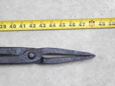 4 FEET! Vintage Blacksmith Metal Mill Working FLAT JAW GRAB TONGS NEEDLE NOSE SI