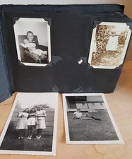 Vintage Album 1930-1960s 80 Black White Photos Babies Family Farm Friends