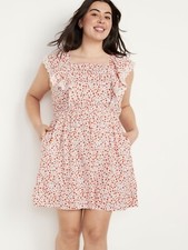 Old Navy Waist Defined Flutter Sleeve Tie-Back Mini Dress Women’s Size XXL