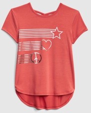Gap Kids Girls 12 Gapfit Graphic Tee Peace Love Strappy Top NEW
