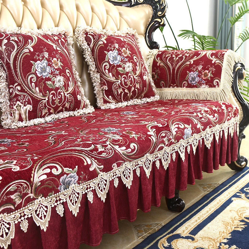 Red chenille sofa online