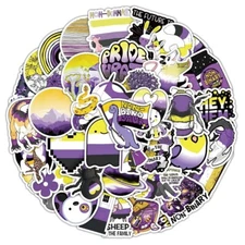 10 Random Non Binary Pride Stickers LGBTQ+ Pride Month Decals Laptop Decoration