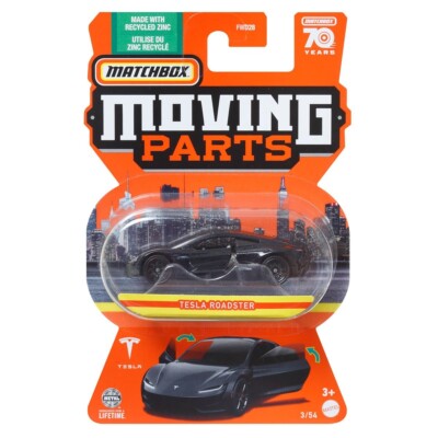 Matchbox Moving Parts 2022 Tesla Roadster Metal Diecast Car Model Toy 1/64