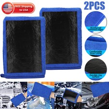 2x Car Wash Gloves Microfiber Clay Bar Towel Detailing Cleaning Cloth Rag Mitt